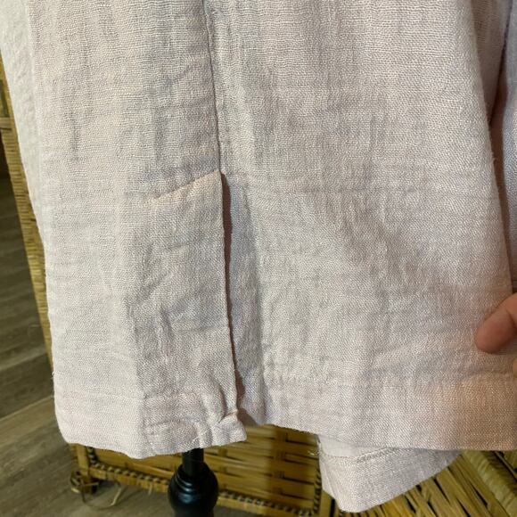 J. Jill Linen Blend Long Blazer Light Pink Roll tab Sleeve Jacket 1X open front - Picture 4 of 8